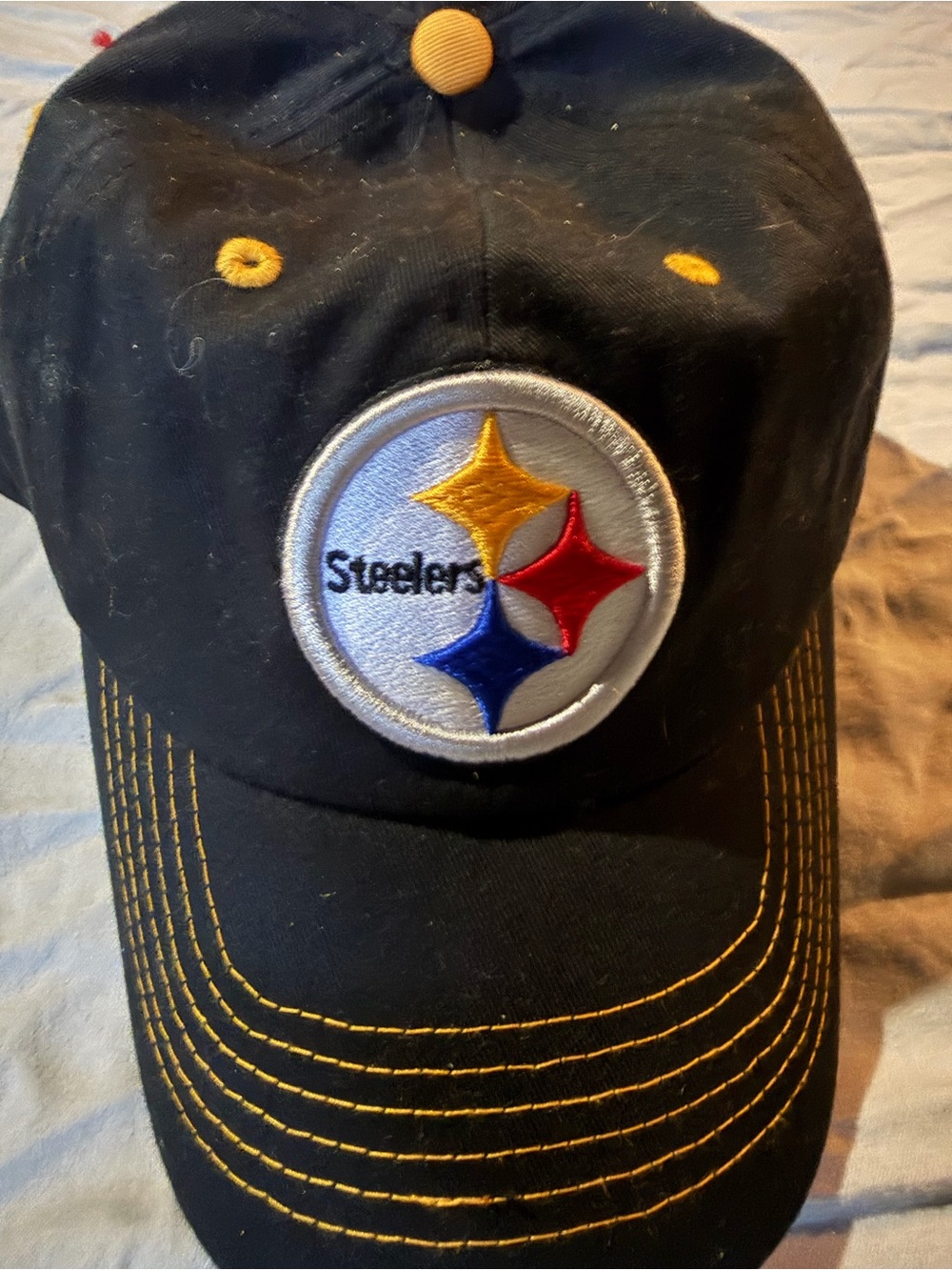 NFL Pittsburgh Steelers Black Hat with Yellow Stitching and Team Logo
